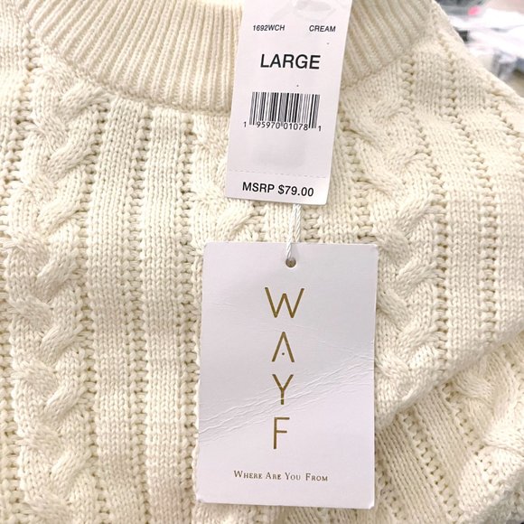 Cableknit Open Back Cotton Sweater Dress - NWT Size L - Picture 11 of 15